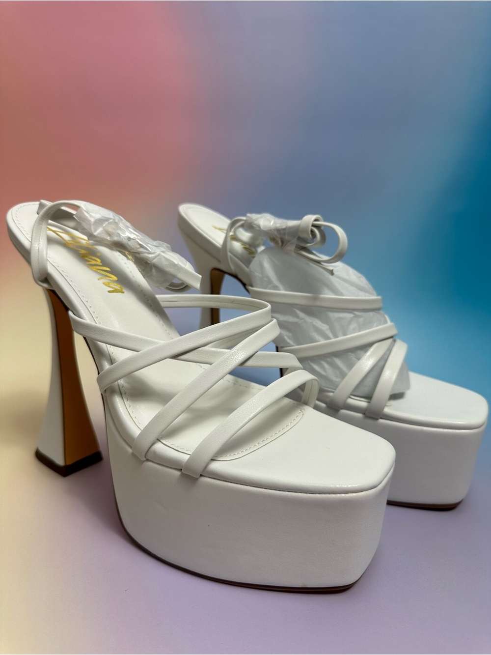 Liliana White Strappy Platform Sandals